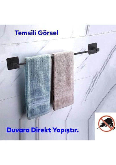 Uzun Metal Havluluk Yapışkanlı Montaj Banyo Aksesuarı Diğer