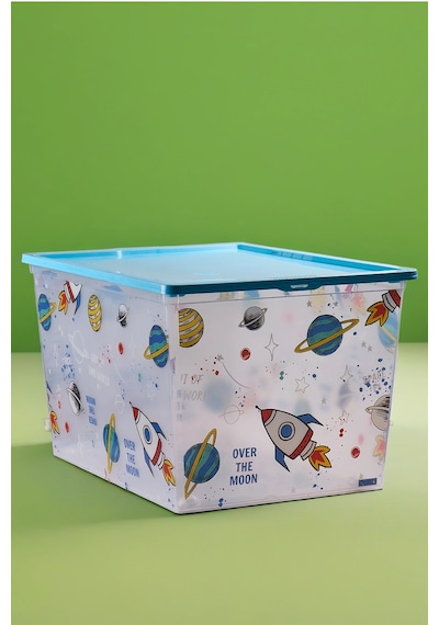 Qutu Light Box Space Fun Dekoratif Saklama Ve Oyuncak Kutusu- 50 Litre Şeffaf