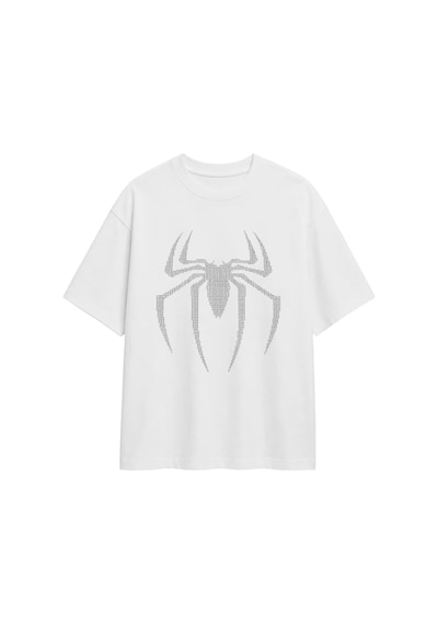 Zaee Spider Taşlı Oversize Tişört Beyaz