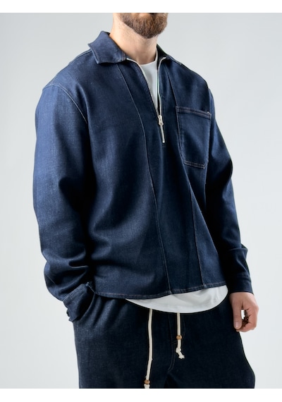 Cocopelli Fermuar Detaylı Denim Ceket Coc2879 Mavi