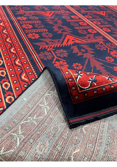 Decoser Halı Afgan Desen Vintage Etnik Desenli Salon Oturma Odası Halısı 01 Kırmızı - Bordo
