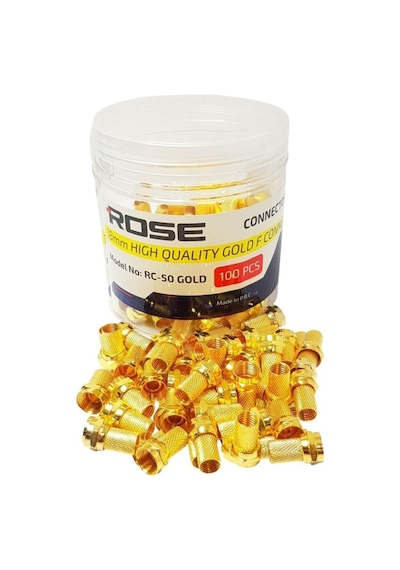 Rose Rc-50 Rg6 Gold F Konnektör 18mm - Kutulu 100adet Rose