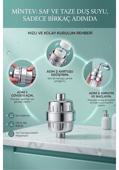 Yedek Filtre 25 Aşamalı Kireç Önleyici & Klor Azaltıcı Arıtmalı Duş Başlığı İç Kapsülü Çok renkli