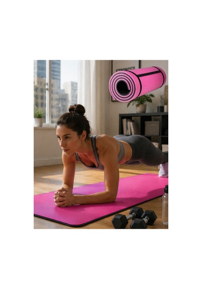 8753tknd 10 Mm Yoga Spor Matı Çift Taraflı Kullanım Kaymaz Doku Esnek Dayanıklı Fitness Minderi 893h Çok Renkli