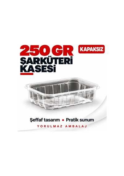 250 Gr Kapaksız Şarküteri Kasesi 100 Lü Şeffaf Dikdörtgen Meze Ve Salata Kabı Siyah