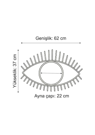Tara Göz Ayna - Metal Çerçeveli 22 Cm Büyük Duvar Aynası Siyah Diğer