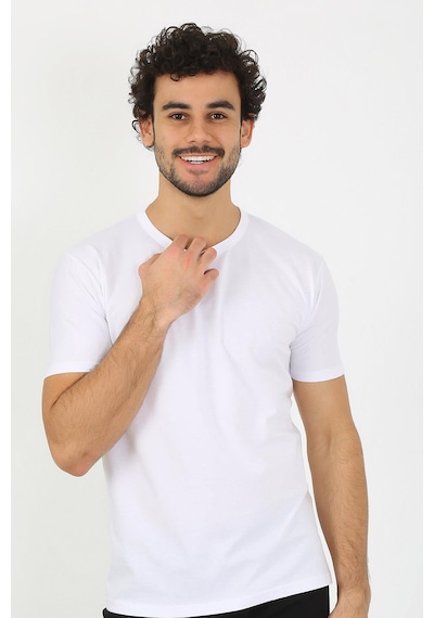 2k Moda Çizgi Erkek Sıfır Yaka Beyaz Penye Atlet 6567 001