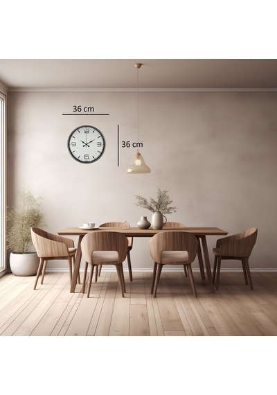 36 Cm Gri Şıklık Duvar Saati Çok Renkli