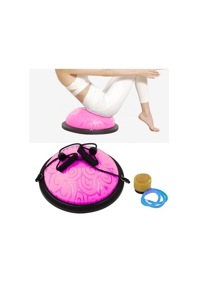 Tırtıklı Trainer Bosu Ball Denge & Egzersiz Topu Pembe Renk Bosu Topu 58 Cm