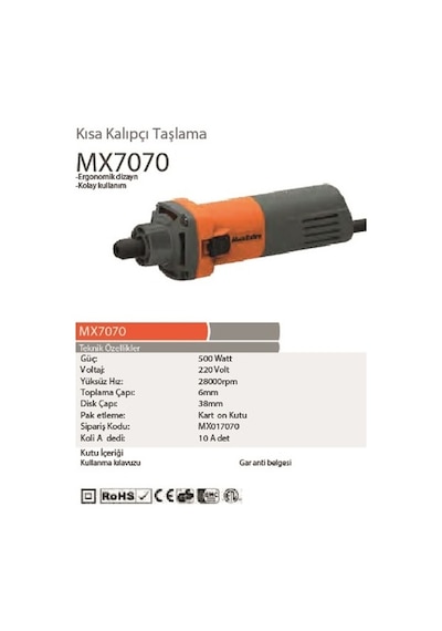 Max Extra Mx7070 500W Kalıpçı Taşlama