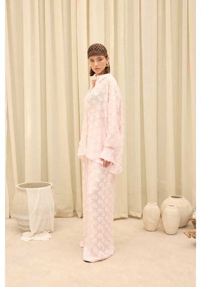 Mai Collection Sanary Bandana Detay Pembe Gömlek Pantolon Takım