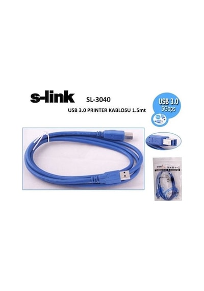 S-lınk Sl-3040 Usb 3.0 A Tip B Tip Yazıcı Kablosu 1.5 Metre Tek Renk