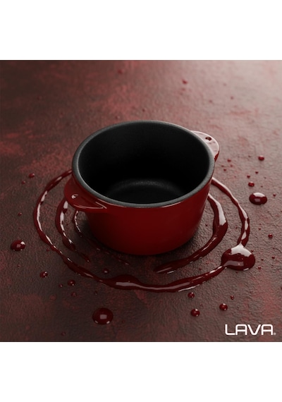Lava Döküm Yuvarlak Sufle / Sos Kabı. Çap Ø 8cm. Bordo