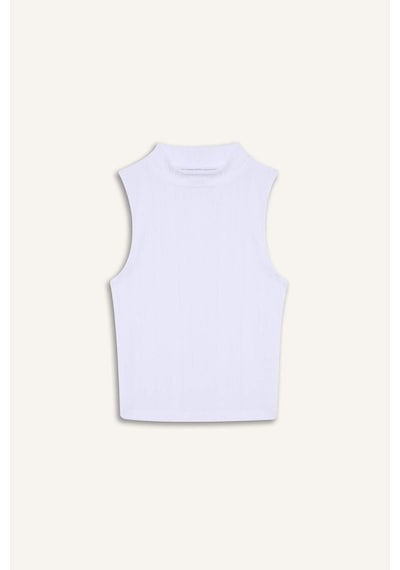Defacto Slim Fit Dar Kesim Yarım Balıkçı Yaka Fitilli Kaşkorse Byeaz Atlet C7703ax25spwt34 Beyaz