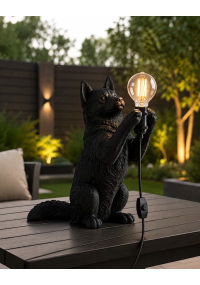 3d Baskı Siyah Köpek Masa Lambası Dekoratif Hayvan Figürlü Gece Lambası, Modern Ev Ve Ofis Dekoru
