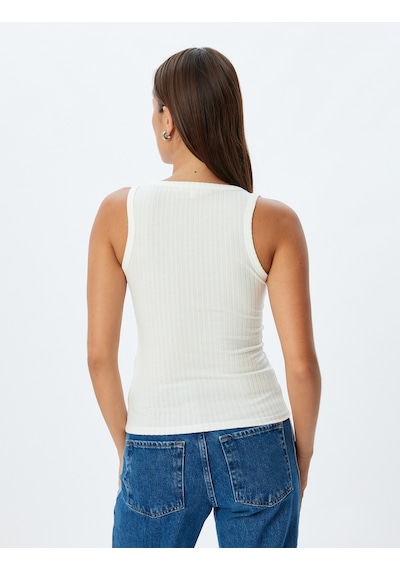 Koton V Yaka Atlet Dokulu Çıt Çıt Düğme Kapamalı Slim Fit Beyaz 4sak10975ek