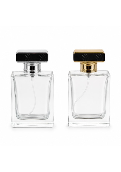 20 Adet Boş Cam Parfüm Şişe, 50 Ml, Dolgulu Kare Model, Şeffaf-fdk-50-10