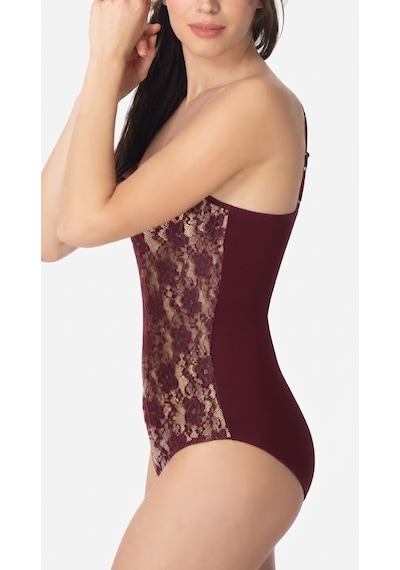 6 Adet İmer Bayan Modal Önü Dantelli İp Askılı Çıtçıtlı Body 1101 Bordo