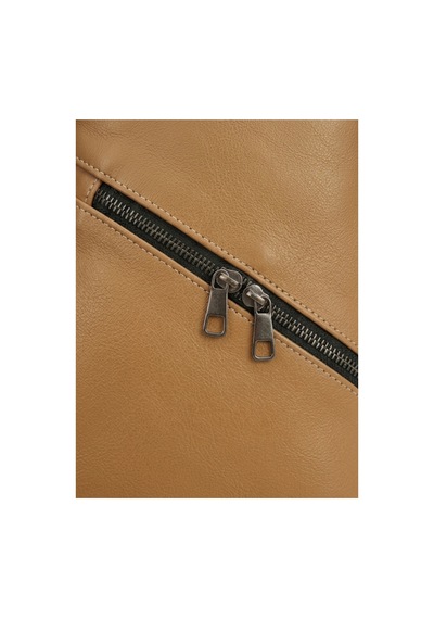 Levano Leather %100 Hakiki Dana Derisi Renkli Göğüs Çantası Çok Bölmeli Çapraz Body Bag & Omuz Çantası 32x20 Cm Kahverengi
