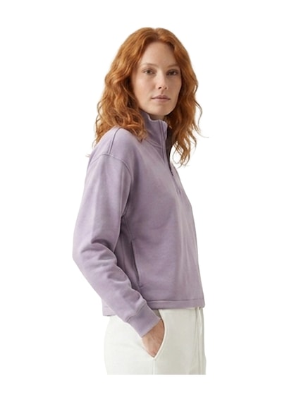 Sportive Cleo Zip Neck Kadın Lila Günlük Stil Sweatshirt 26yk0006-lıl Pembe
