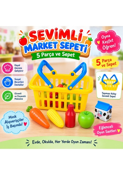 Enf-39222 Sevimli Market Sepeti Sarı