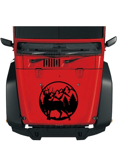 Avcı Geyik Ve Dağ Sticker - 4x4 Off Road Adventure Hunter Sticker - Araba Oto Karavan Cam Motosiklet Sticker - 02169 80x80 Cm