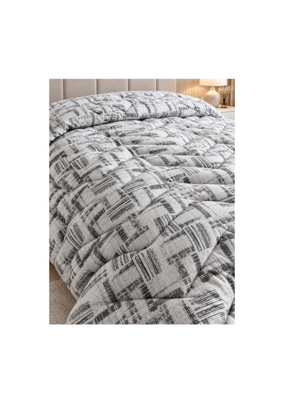 Çift Kişilik Desenli Çift Taraflı Silikon Yorgan 190x215 Cm 3200 Gr İç Dolgu 2400 Gr Extra Sıcak Gri Gri