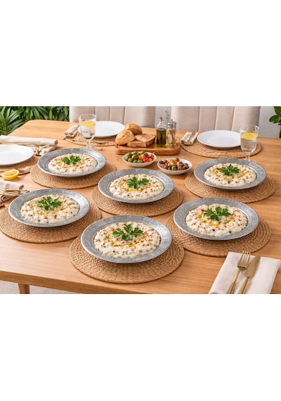 18 Cm 6 Adet 430 Kalite Paslanmaz Çelik Servis Tabağı - Salata Meze Köfte Sunum Tabağı - Kararmaz Fırın Uyumlu Gaziantep İmalat 6