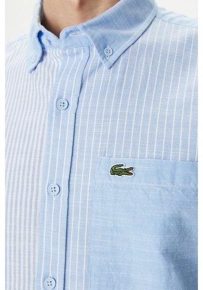 Lacoste Men's Regular Fit Button-down Collar Linen Shirt Blue Erkek Düğmeli Yaka Keten Çizgili Gömlek Mavi Lacoste Men's Regular Fit Button-down Collar Linen Shirt Blue Erkek Düğmeli Yaka Keten Çizgili Gömlek Mavi