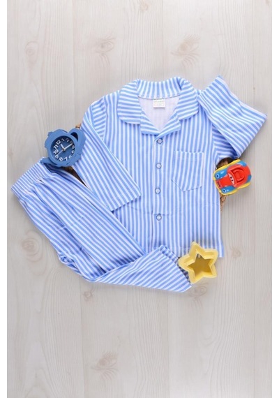 Lemoon Çizgili Düğmeli Çocuk Pijama Takımı C83294 001