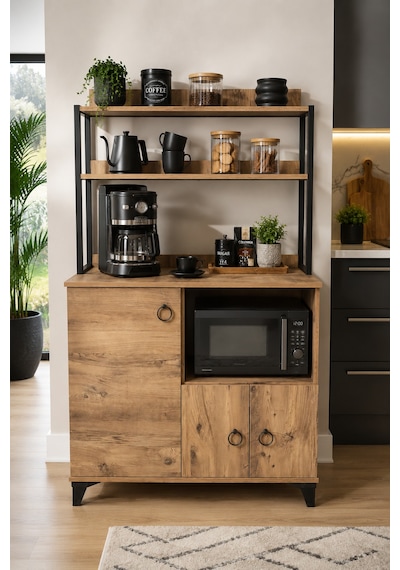 Çok Amaçlı Kahve Köşesi Ve Mikrodalga Fırın Dolabı Mutfak Düzenleyici Raf Organizer 97x33x165 Cm Atlantik Çam Çok Amaçlı Kahve Köşesi Ve Mikrodalga Fırın Dolabı Mutfak Düzenleyici Raf Organizer 97x33x165 Cm Atlantik Çam