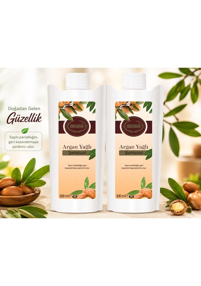 Argan Yağlı Şampuan 300 Ml 2'li Paket Tüm Saç Tipleri