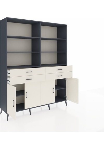 Hyperion Gardrop 8 Raflı 4 Çekmeceli 4 Kapaklı 176x44x221 Antrasit-aytaşı Aytaşı Hyperion Gardrop 8 Raflı 4 Çekmeceli 4 Kapaklı 176x44x221 Antrasit-aytaşı Aytaşı