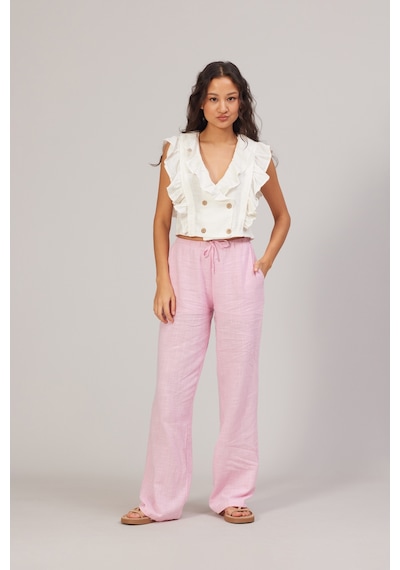 Nisan Düğme Detaylı Kolsuz Bluz Ekru