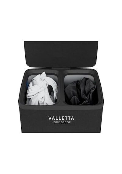 Valletta Paloma 100l Çift Yıkanabilir Bölmeli Katlanabilir Kumaş Kirli Çamaşır Sepeti Ink Black Diğer