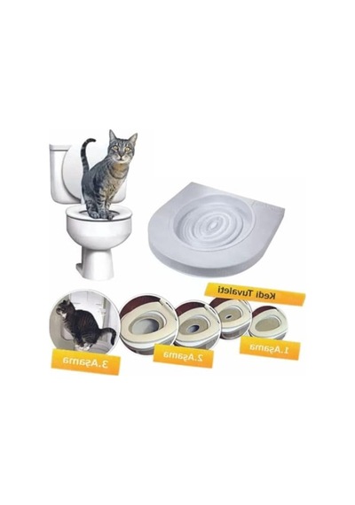 Hijyenik Kedi Tuvalet Eğitim Seti - Klozet Alıştırma Kapağı Ve Kum Kabı