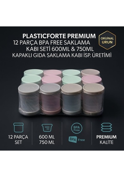 Plasticforte Premium 12 Parça Bpa Free Saklama Kabı Seti 600ml & 750ml Kapaklı Gıda Saklama Kabı İspanya Üretimi Çok Renkli Plasticforte Premium 12 Parça Bpa Free Saklama Kabı Seti 600ml & 750ml Kapaklı Gıda Saklama Kabı İspanya Üretimi Çok Renkli