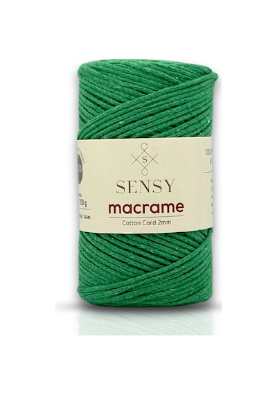 Premium Koton Pamuk Makrome İpi Yeşil 2mm Cotton Zincir Makrome Çanta İpi Supla İpi Koton İp
