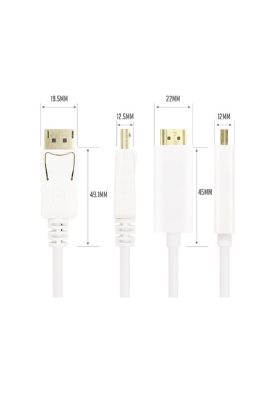 Vcom Cg605l-3.0 Beyaz 3.0mt Display Port Erkek To Hdmi Erkek Kablo