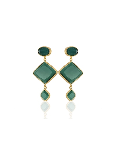 Kadir Jewellery 22 Ayar Altın Kaplama Kadın Sallantılı Küpe -el İşçiliği Ve Hipoalerjenik Küpe Koyu Yeşil 47375380