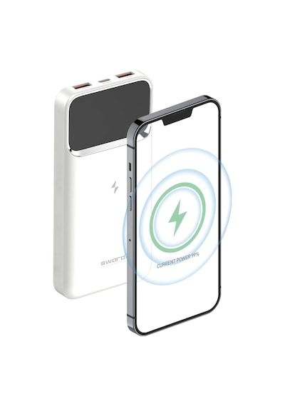 Sword 10.000mah Kablosuz Powerbank 22.5w Pd&qc Hızlı Şarj Type-c+usb+wireless Beyaz Sw-wq11 BEYAZ