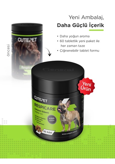 Cutepet Respicare Köpek Solunum Destek Tableti 60 Adet Alerji, Bağışıklık Ve Nefes Desteği