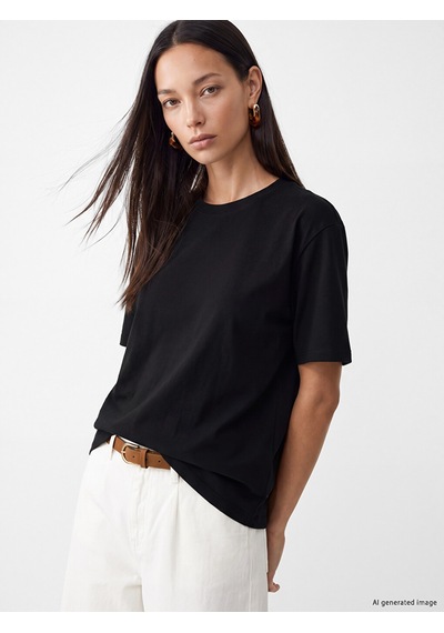 Lc Waikiki Lc Waıkıkı Siyah %100 Pamuklu Oversize Kadın Tişört