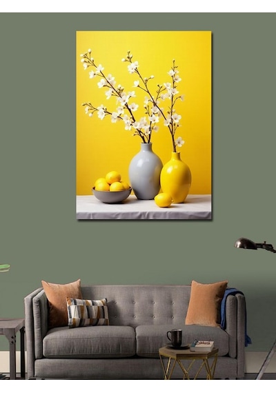 Kanvas Tablo Sarı Vazoda Çiçekler 50cmx70cm