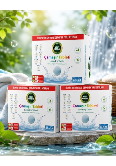 Noxy Herbal Renkliler İçin Çamaşır Tableti 33 Adet 3 Lü Avantajlı Set