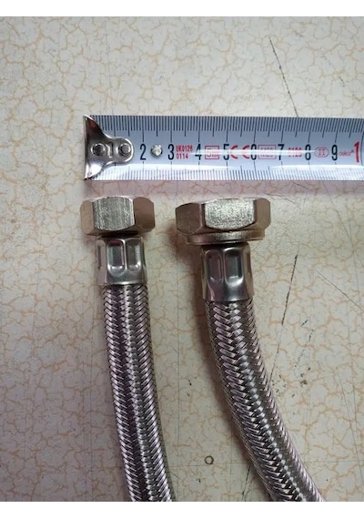 70 Cm Kalın Çelik Örgülü Bağlantı Hortumu 3/4r 1/2r 25 Ad Gümüş