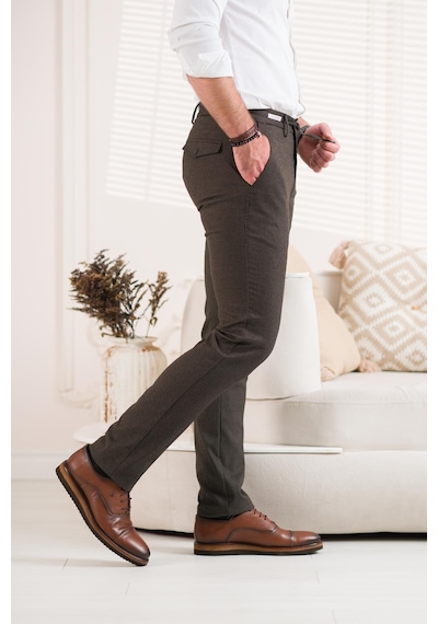 ECER BELİ İPLİKLİ REGULAR FİT DESENLİ ERKEK KUMAŞ PANTOLON