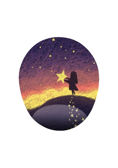 Hayalperest Çocuk Yıldızlı Gece - Bilek Destekli Oval Mouse Pad Mousepad