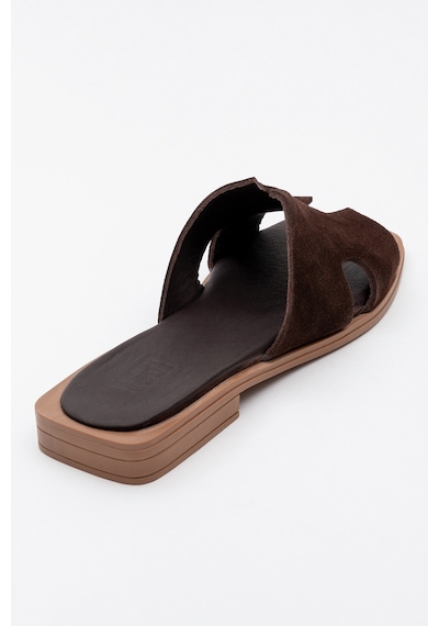 Luvishoes Luvi Shoes Jez Kahverengi Süet Hakiki Deri Kadın Terlik Kahverengi