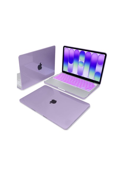 Macbook Neo 13 İnç A18 Pro A3404 Kılıf Kristal Ön Arka Şeffaf Kapak Mor